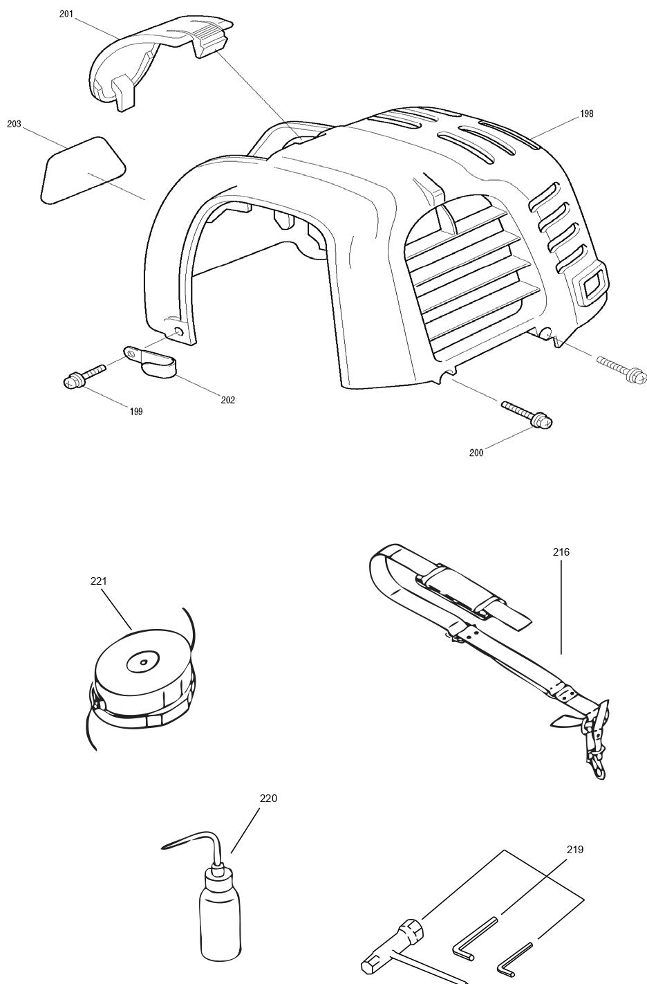 EM4251, EM4251CA 4 Stroke String Trimmer Assembly Part 12 by Makita