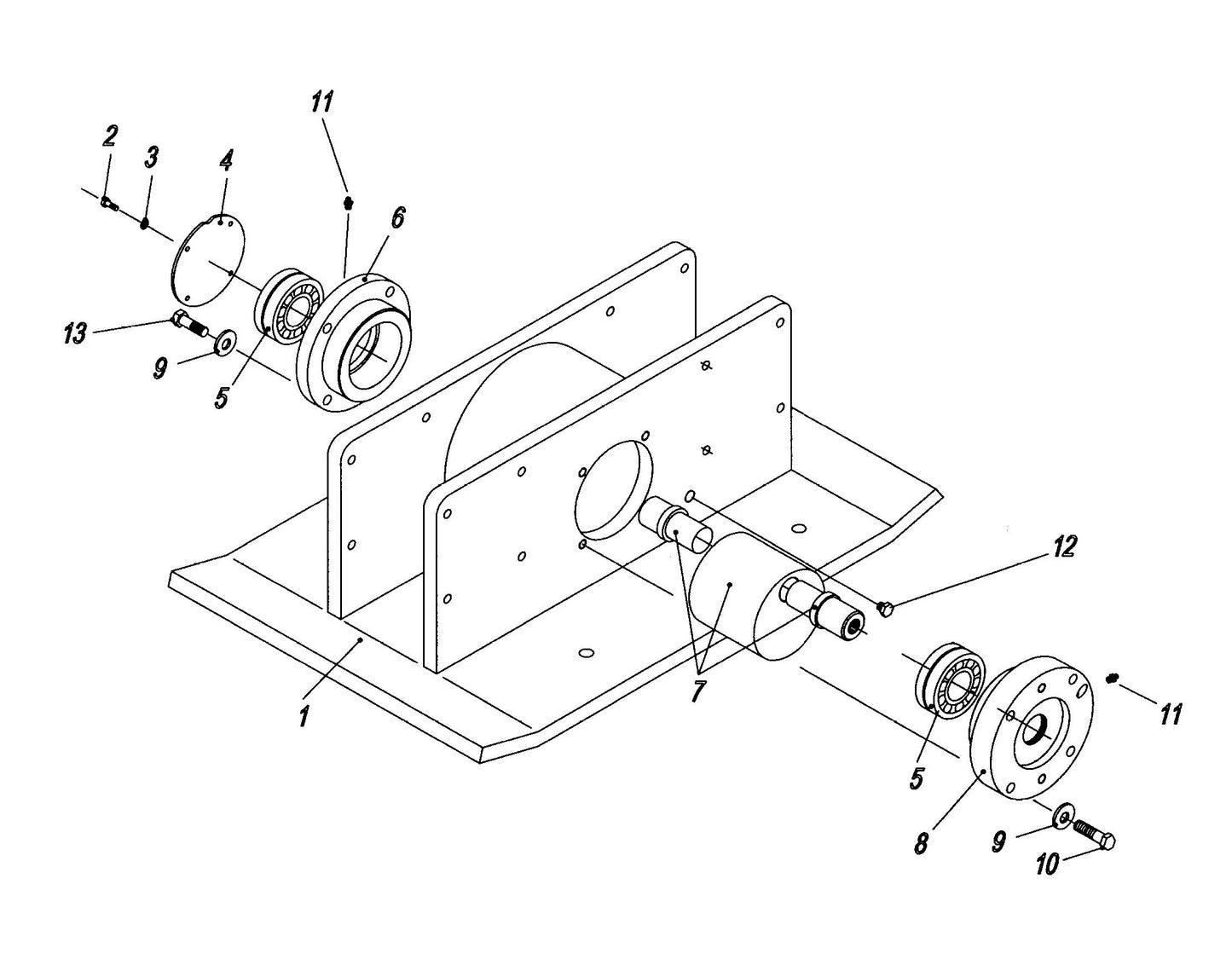 HP135 II (Serial Number 1356000 -1356499) Base Plate and Eccentric Housing Assembly Parts