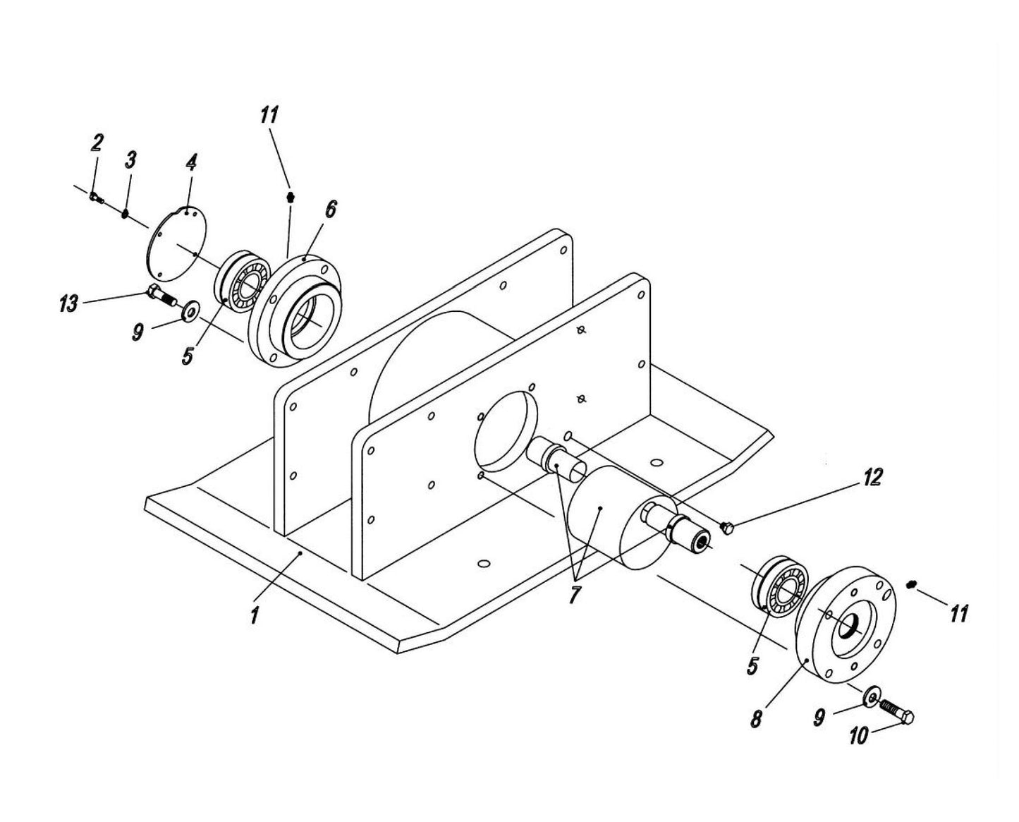 HP135 II (Serial Number 1356500-Up) Base Plate and Eccentric Housing Assembly Parts
