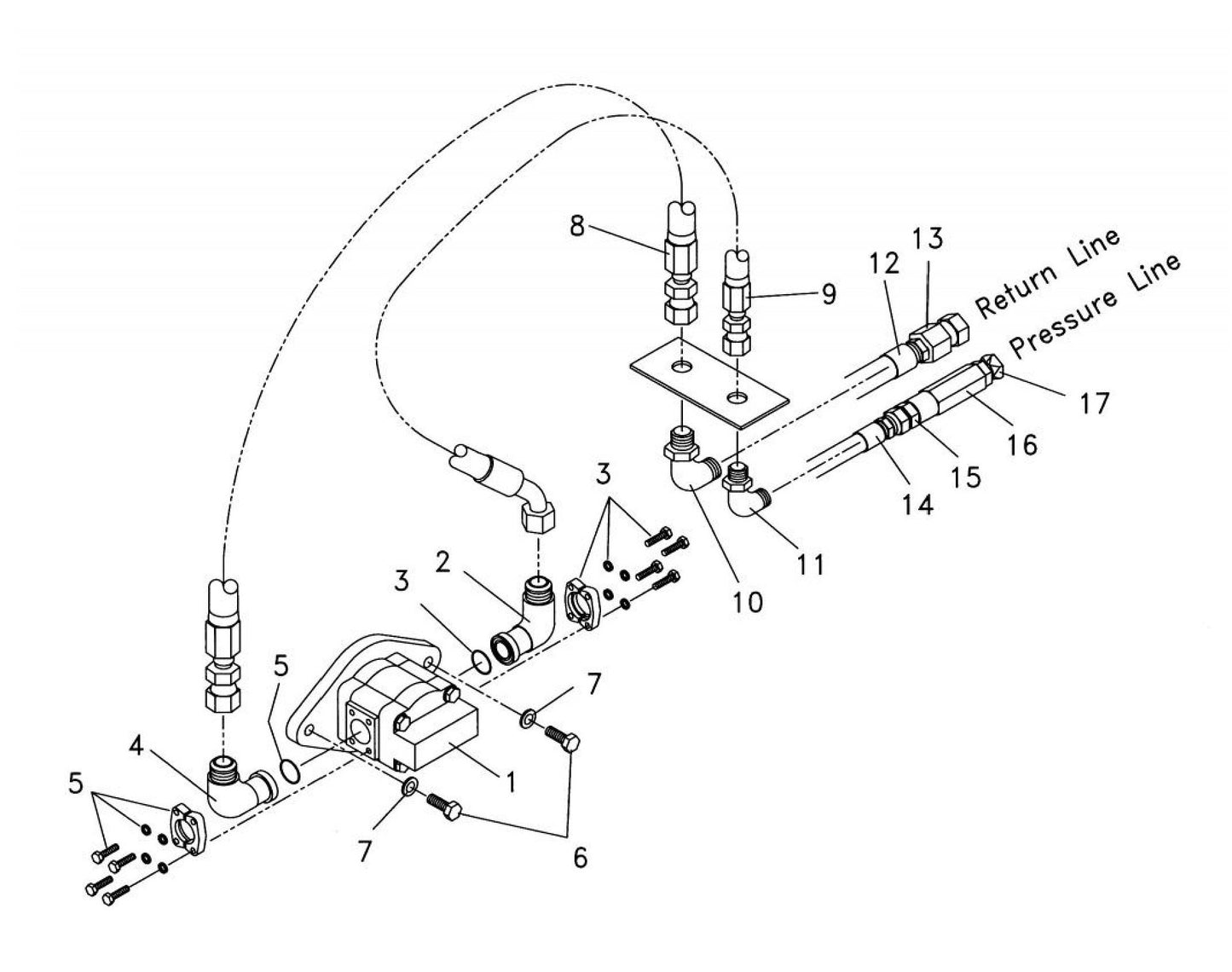 HP135 II (Serial Number 1356500-Up) Hydraulic Motor and Hose Assemblies Parts