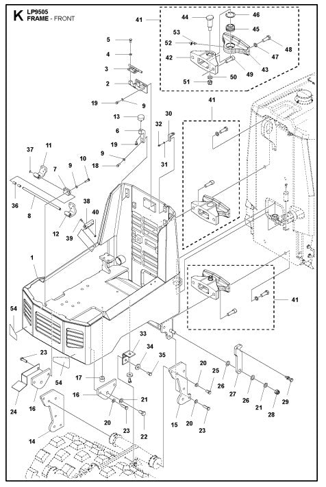 Frame- Front Assembly Parts For LP 9505 Trench Roller By Husqvarna