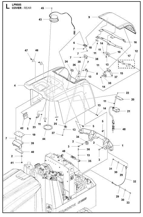 Cover-Rear Assembly Parts For LP 9505 Trench Roller By Husqvarna