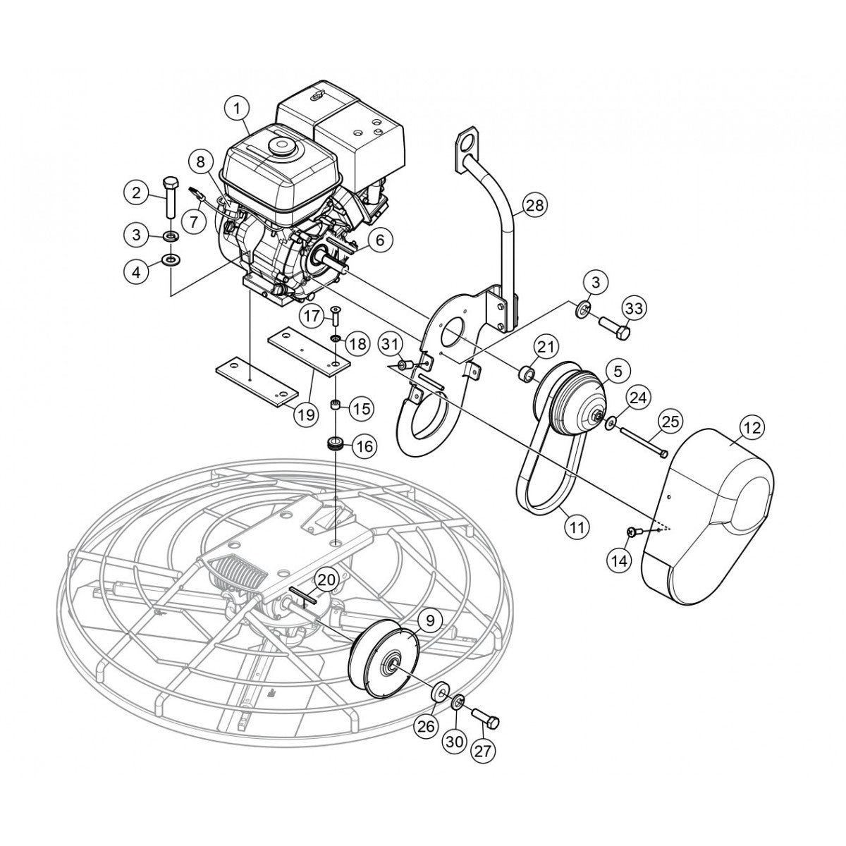 HDA-SERIES Engine and Clutch Assembly (13 HP) Parts by Multiquip Whiteman