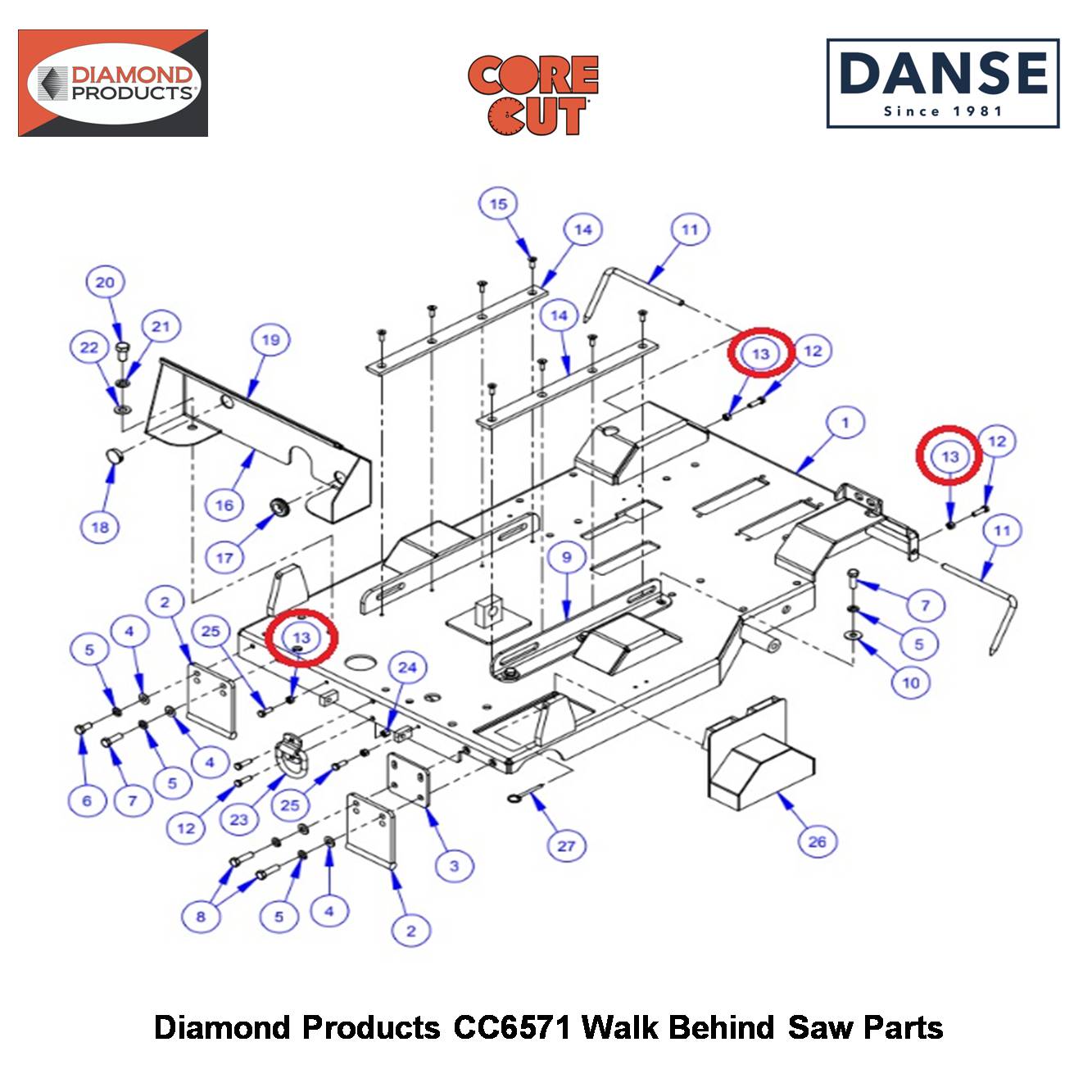 3/8-16 Hex Nut 2900033 Fits Core Cut CC6571 Walk Behind Saw By Diamond Products