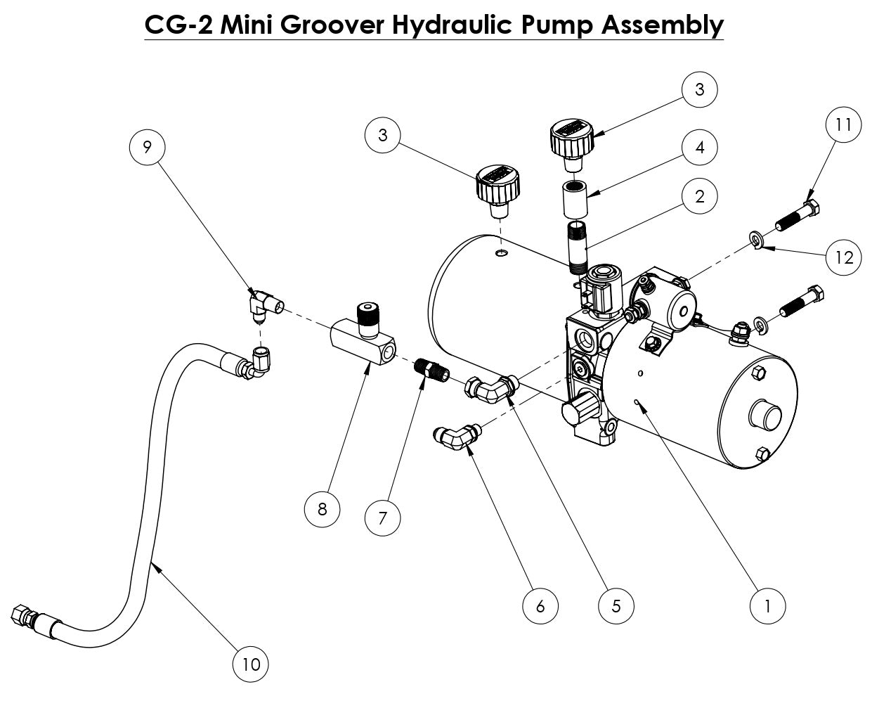 CG-2 (Diesel) Mini Groover Hydraulic Pump Assembly