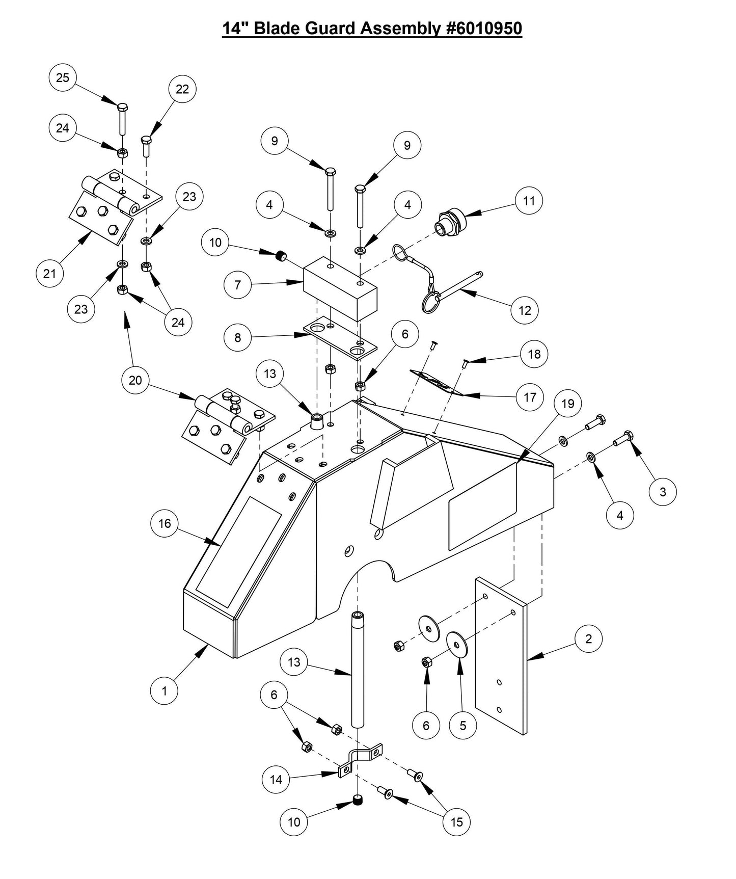 CC3700E 14'' Blade Guard Assembly