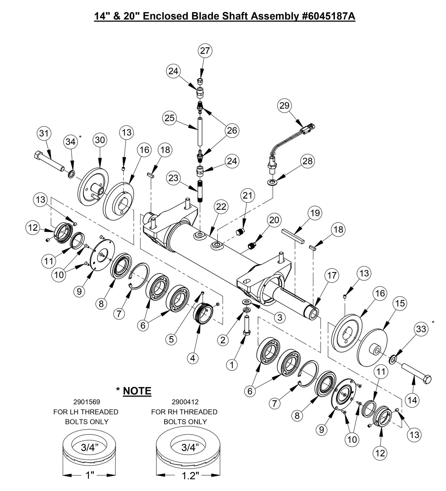 CC4144DXL 14'' and 20'' Enclosed Blade Shaft Assembly