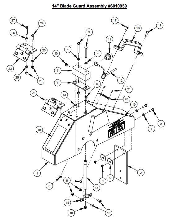 CC2500 Gasoline 14" Blade Guard Assembly Parts By Diamond Products