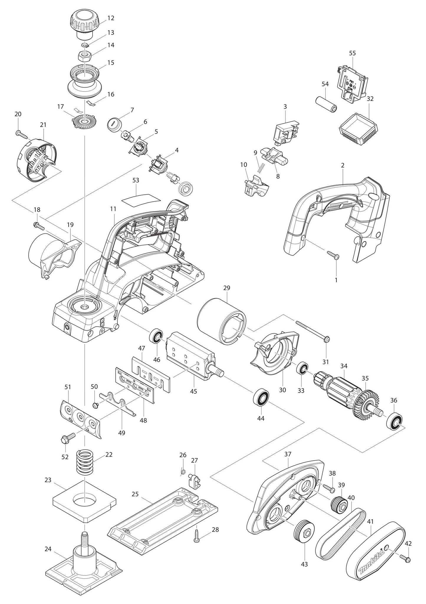XPK01Z Planer Assembly Parts By Makita