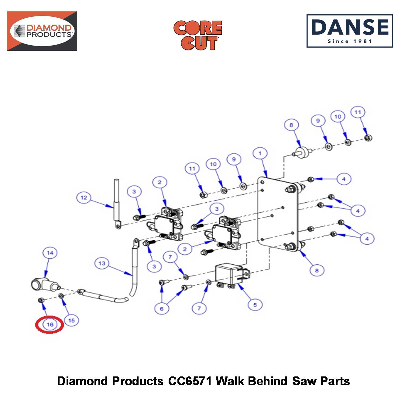 M6 Hex Nut Class 8 Zinc 2900305 Fits Core Cut CC6571 Walk Behind Saw By Diamond Products