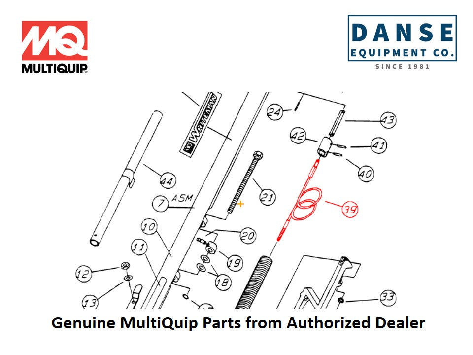 1714 Cable Quick Pitch For CA4HM-Series Whiteman Walk-Behind Power Trowels By Multiquip