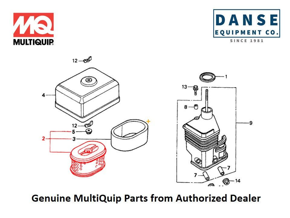 17210ZE0505 Element A/C GX110,120,340 H-5273032 For CA4HM-Series Whiteman Walk-Behind Power Trowels By Multiquip