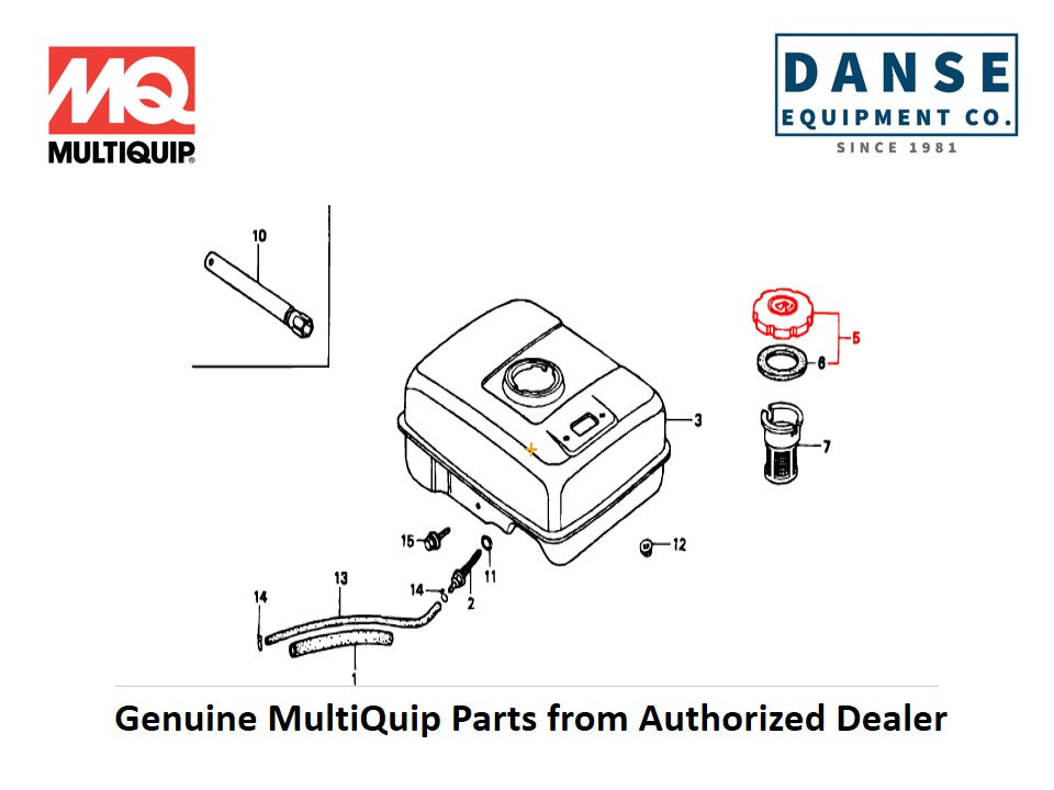 17620ZH7023 Cap Comp Fuel Fill H-5344817 GX160,390 For HDA-Series Whiteman Walk-Behind Power Trowels By Multiquip