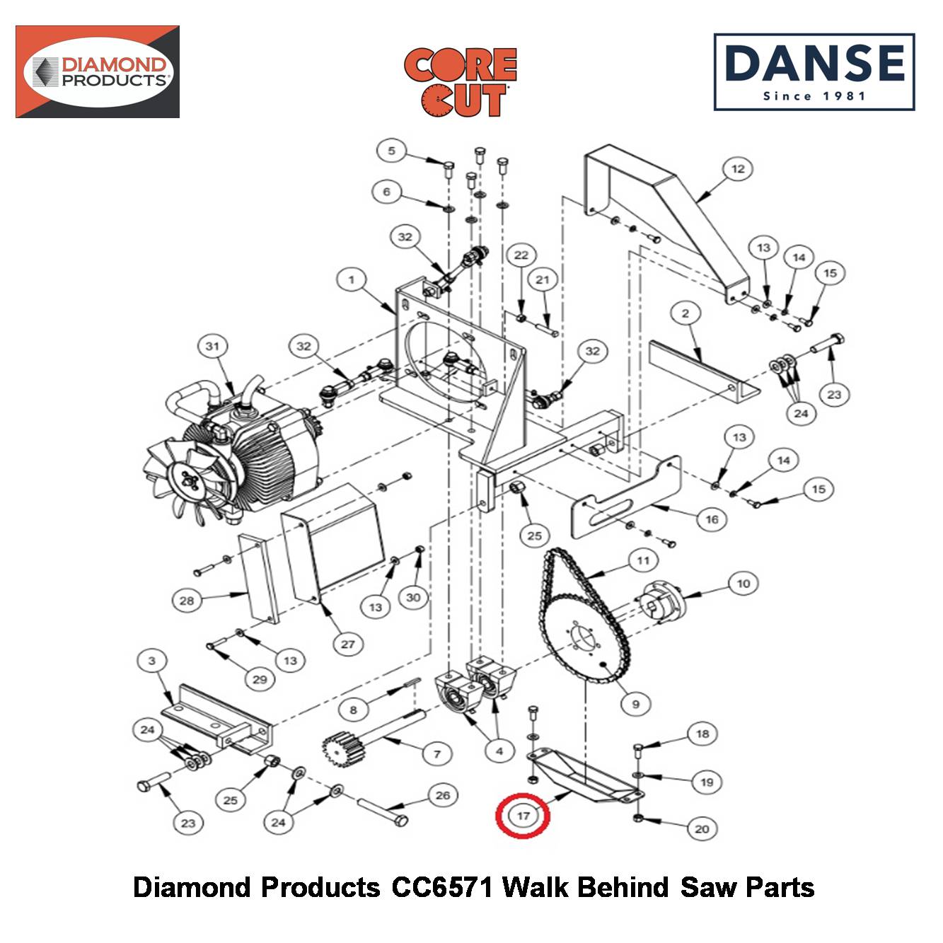 Sprocket Guard (CC6500) 6010674 Fits Core Cut CC6571 Walk Behind Saw By Diamond Products