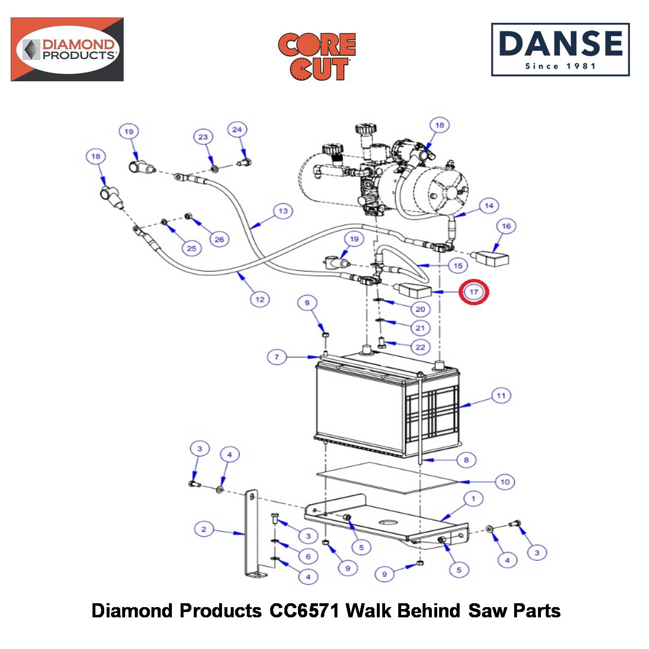 Battery Boot (black)large 2800257 Fits Core Cut CC6571 Walk Behind Saw By Diamond Products