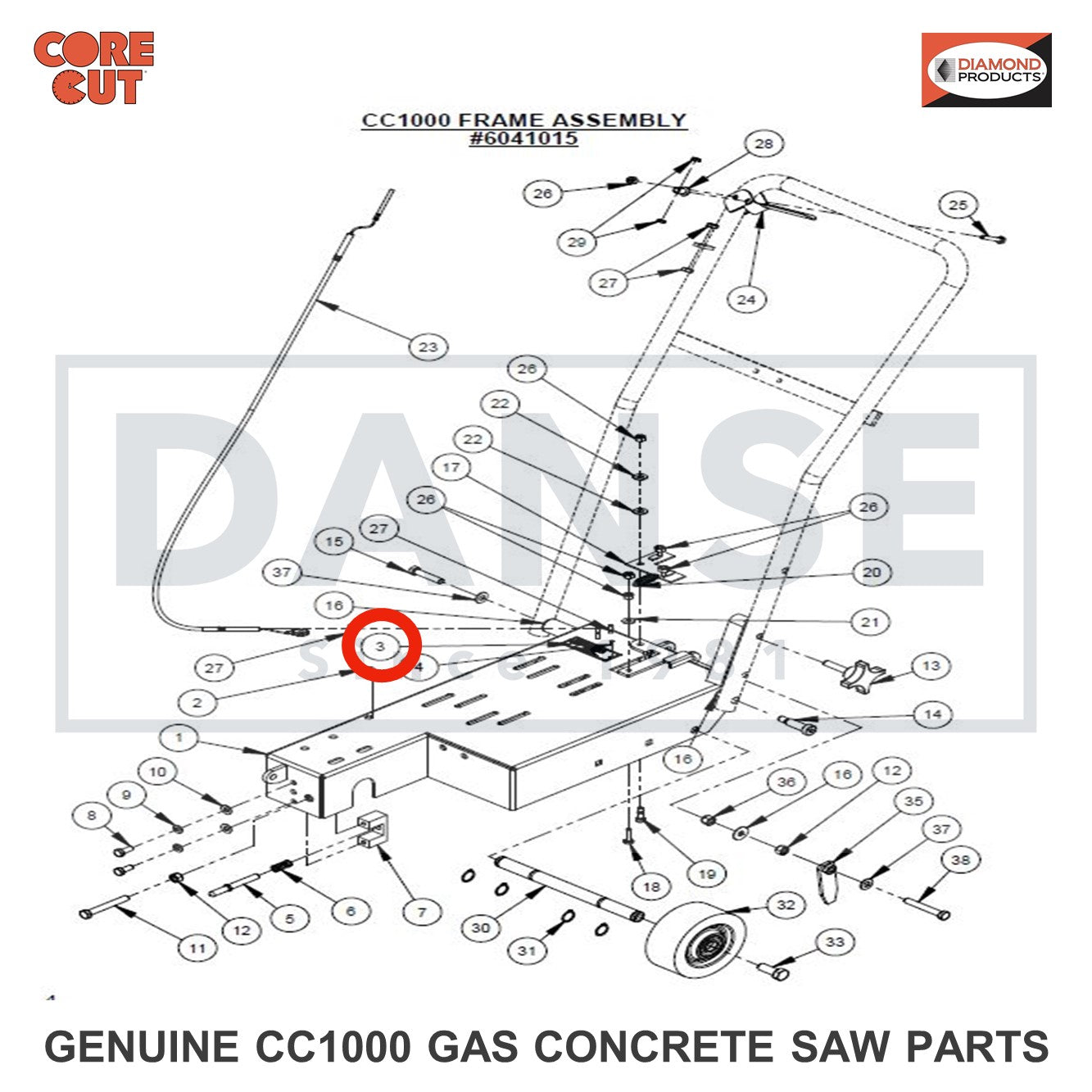 2900420 Rivet Nut, Hex Hd., 1/4"-20 CC1000 Concrete Saw Core Cut by Diamond Products