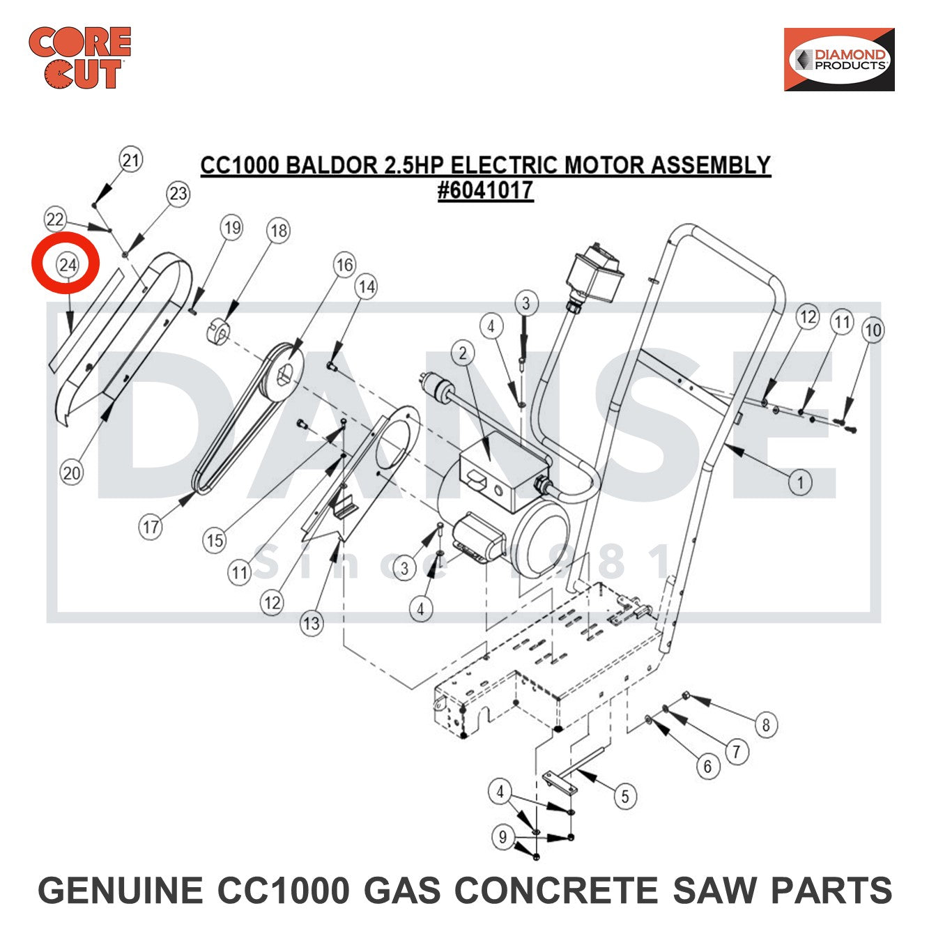 1800547 CC1000 Saw Decal for CC1000 Concrete Saw Core Cut by Diamond Products
