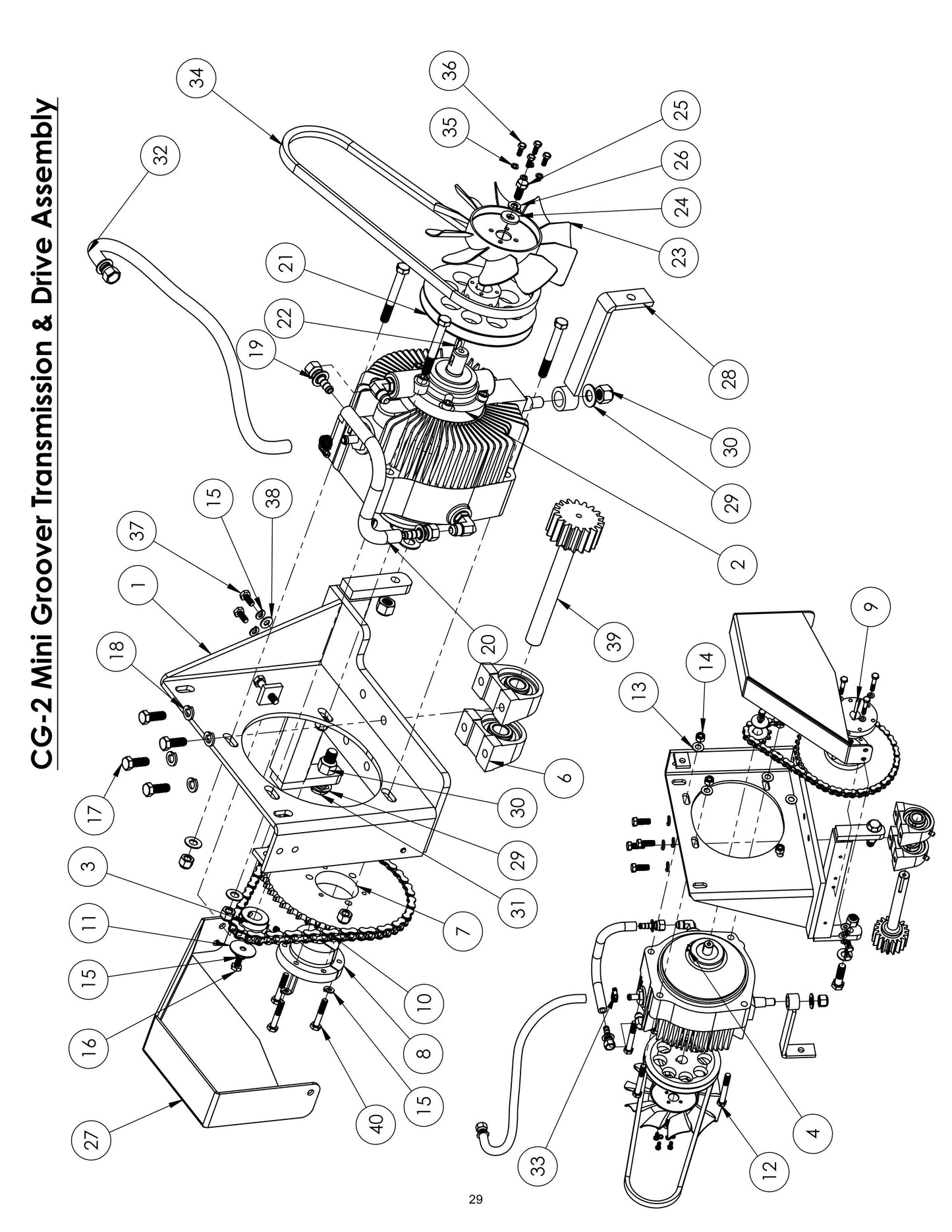 CG-2 (Electric) Mini Groover Transmission & Drive Assembly Parts