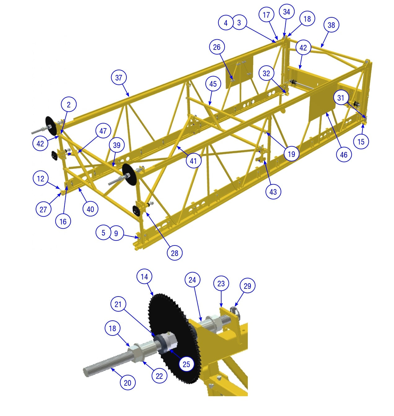 BDF6048B 18’ Drive Frame Assembly Parts by Allen Engineering