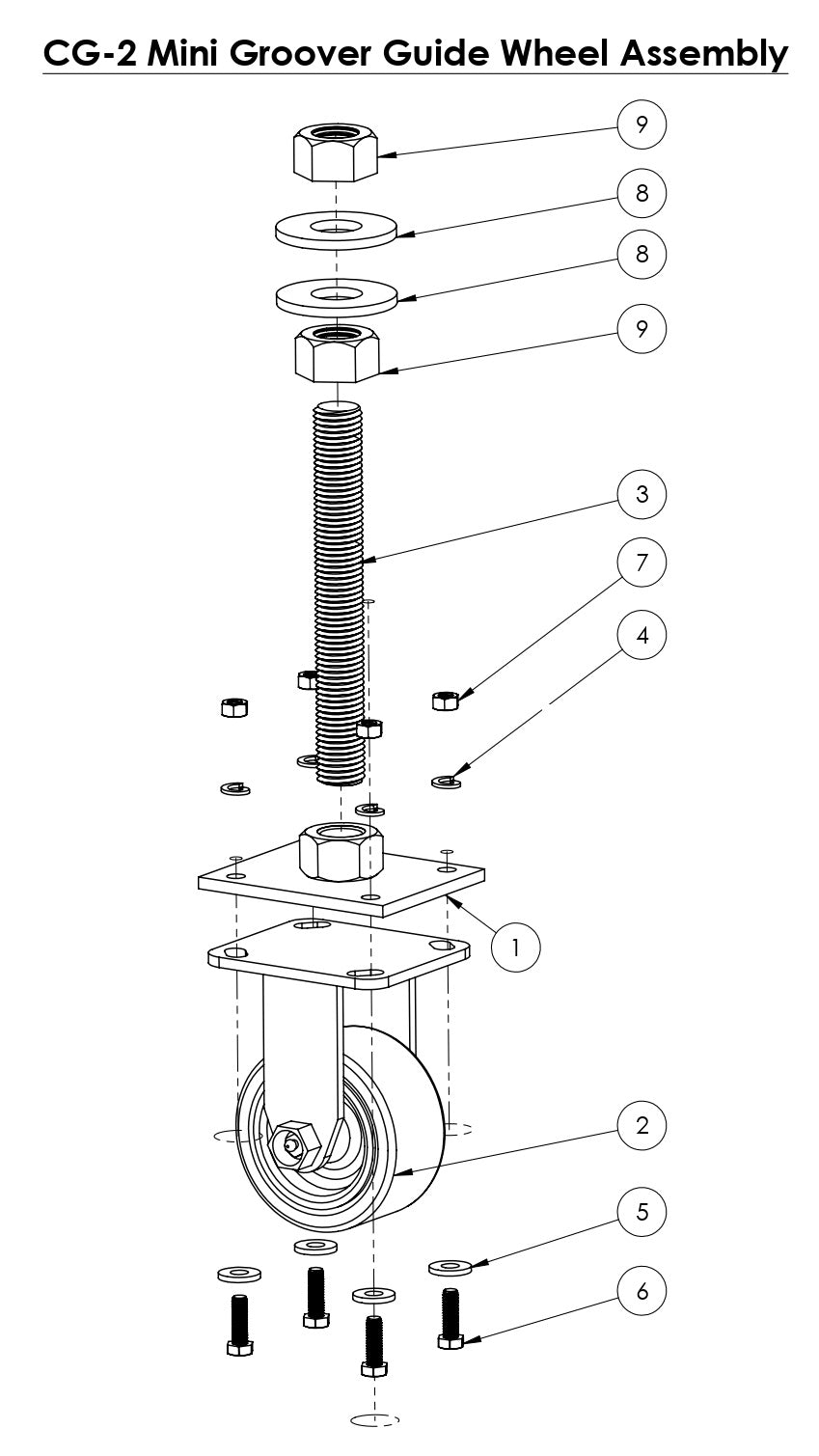 CG-2 (Diesel) Mini Groover Guide Wheel Assembly