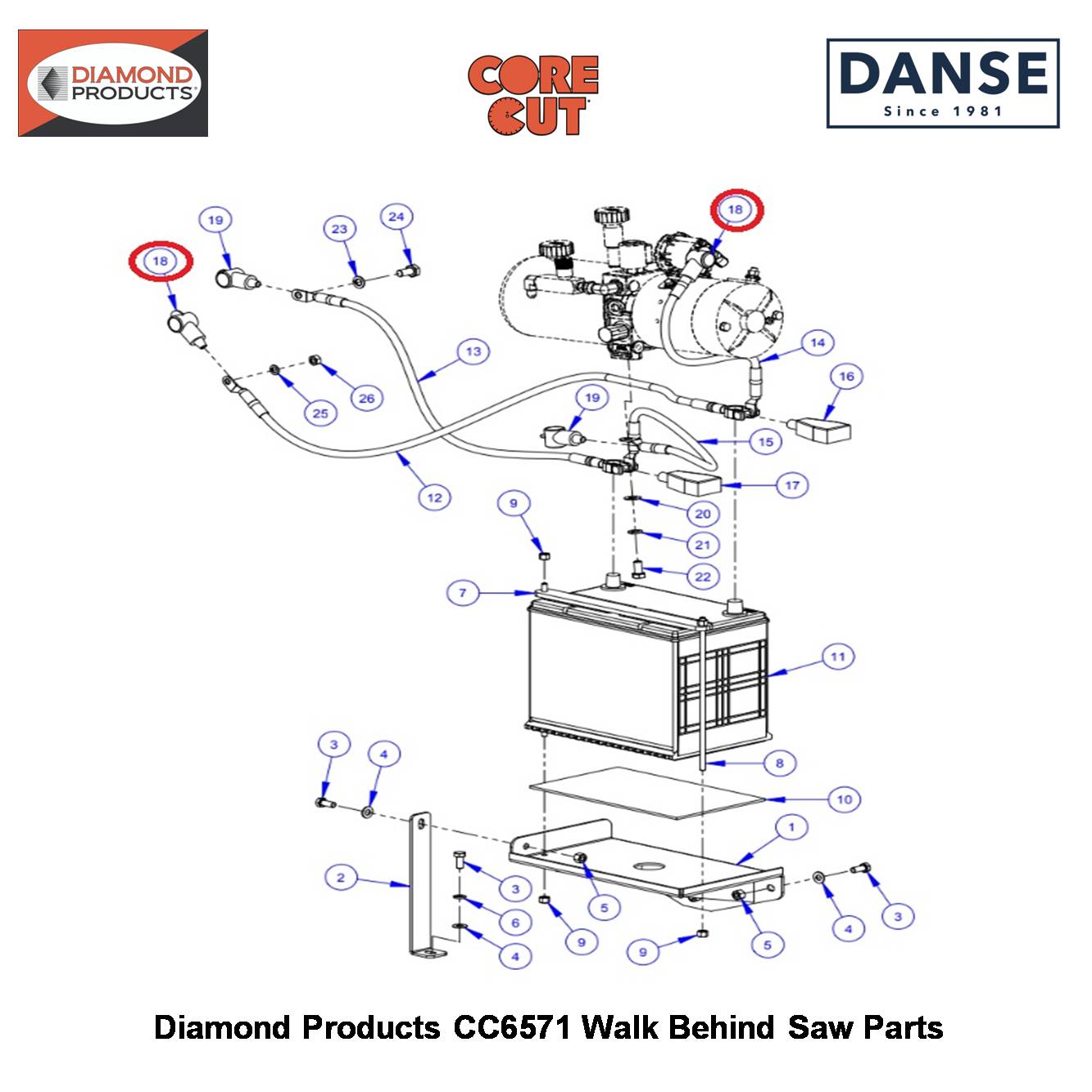 Battery Boot (red) Small For 8 To 2 Gauge Wire 2800197 Fits Core Cut CC6571 Walk Behind Saw By Diamond Products