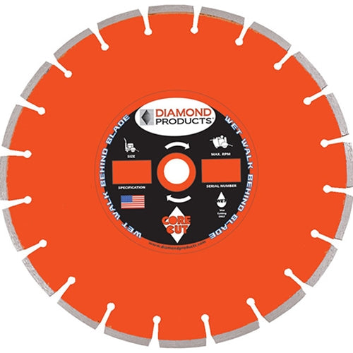 Diamond Products 53734 Heavy Duty Orange Wet/Dry Blade 12" x .125" H8H Concrete 1" Arbor