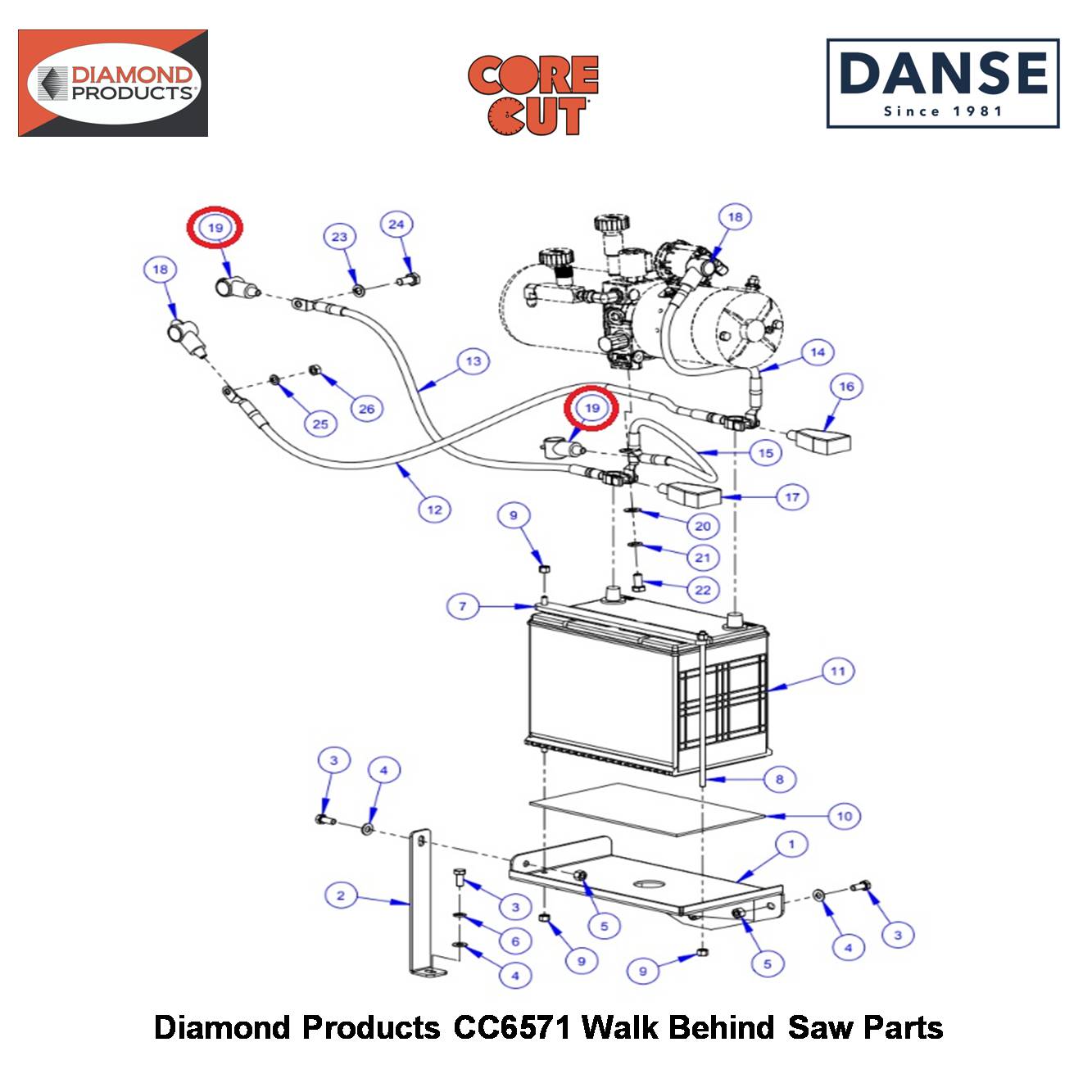 Battery Boot (black)small For 8 To 2 Gauge Wire 2800198 Fits Core Cut CC6571 Walk Behind Saw By Diamond Products