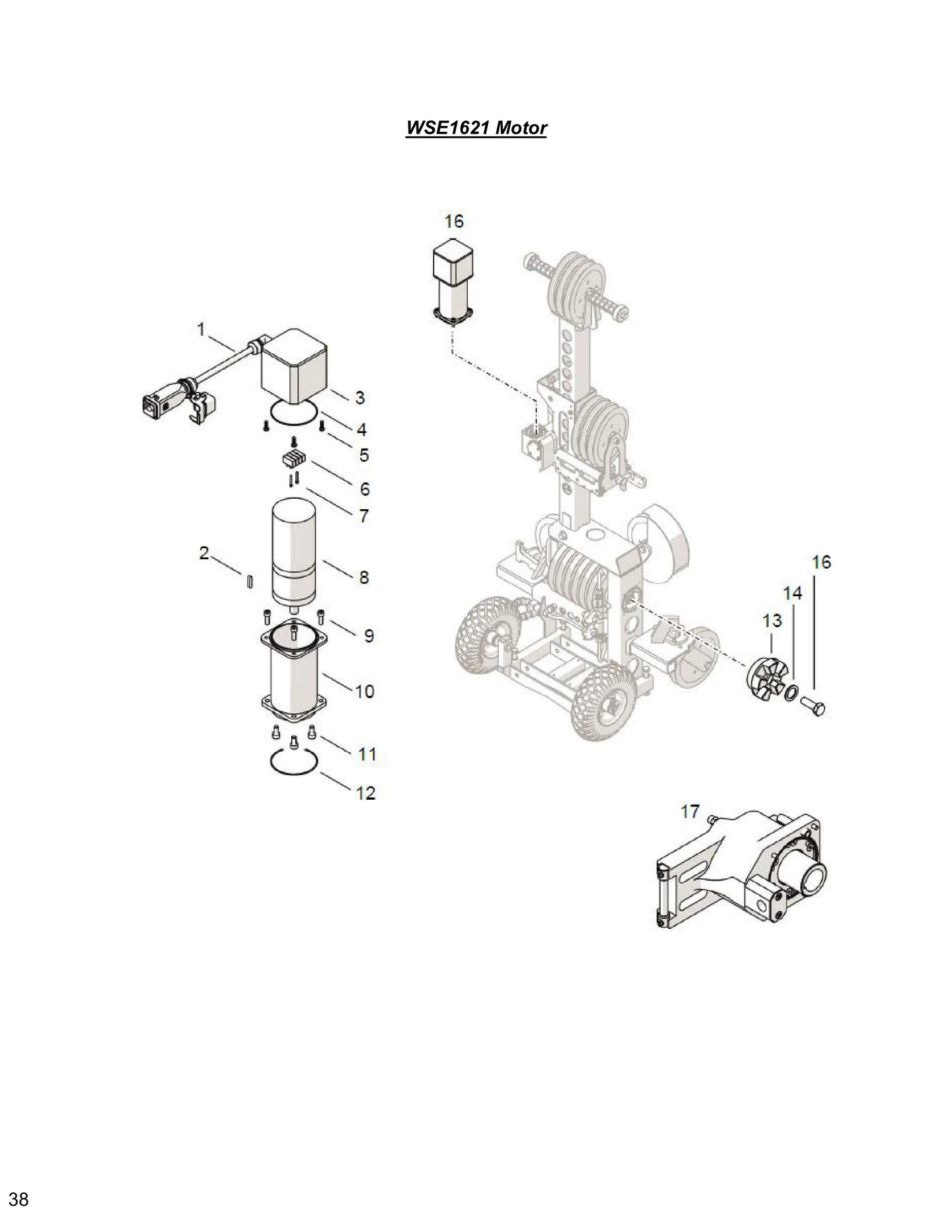 WCU14, WCH17, WCE17 WSE1621 Motor Parts
