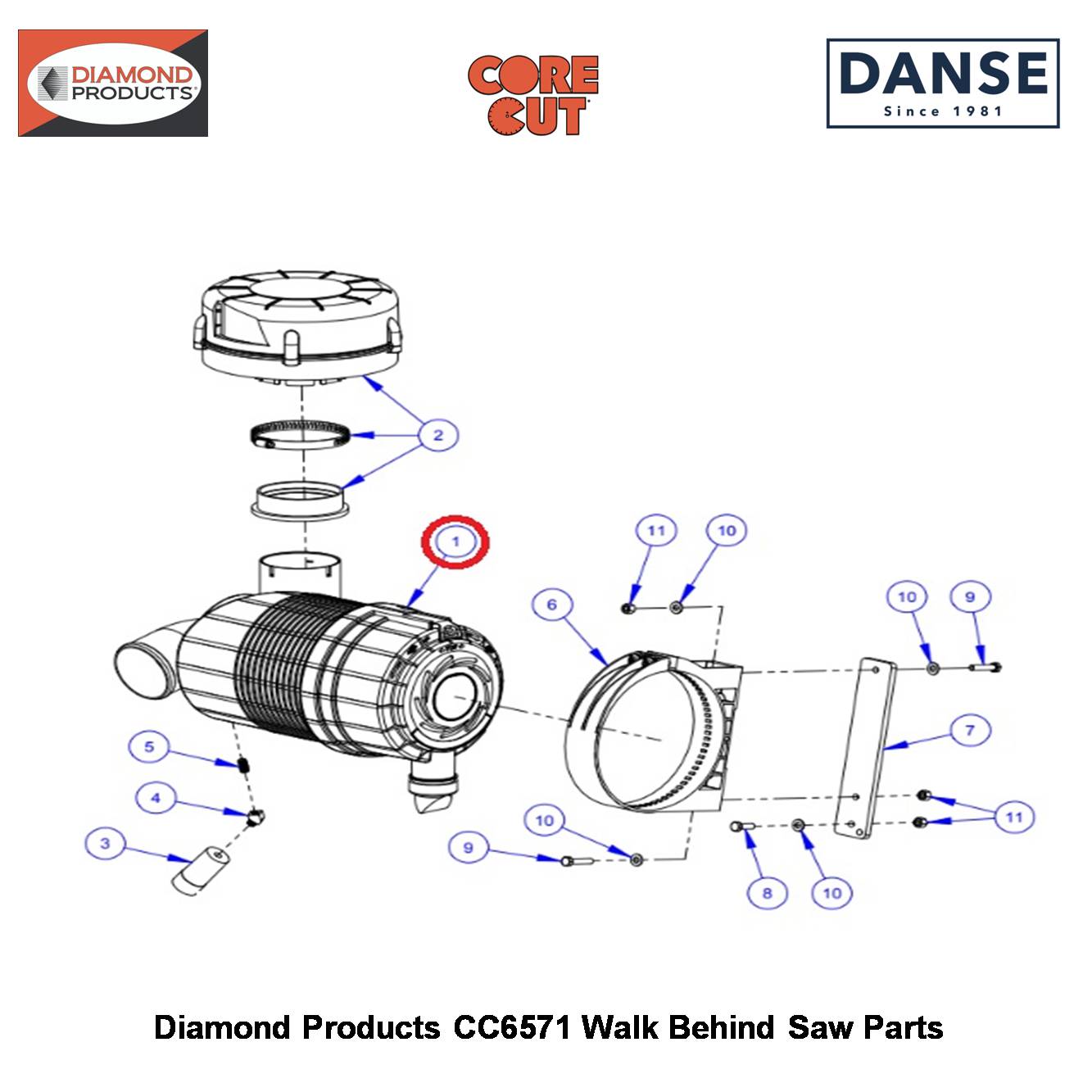 Boot 2" Dust Ejector 2500239 Fits Core Cut CC6571 Walk Behind Saw By Diamond Products