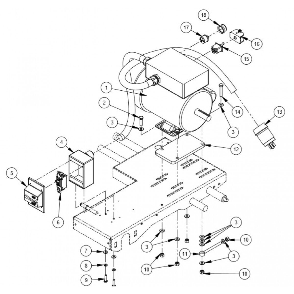 CC500 MXL2 2.0 HP-1 Phase Electric Motor Mount Assembly Parts
