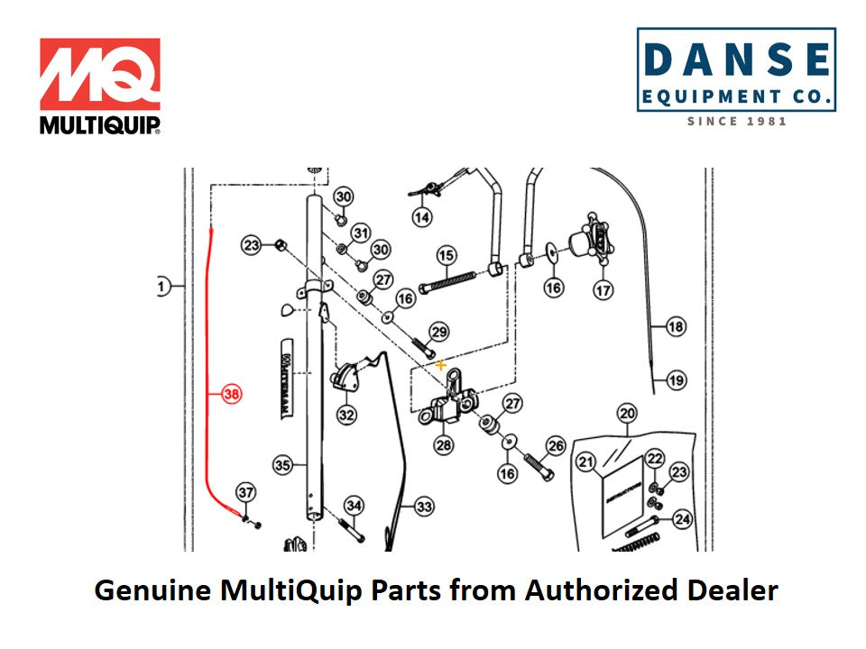 20285 Pitch Cable (STD) For J3036H55 Series Whiteman Walk-Behind Power Trowels By Multiquip