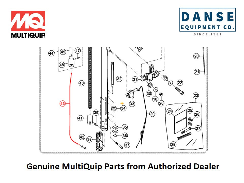 20297 Pitch Cable (QP) For J3036H55 Series Whiteman Walk-Behind Power Trowels By Multiquip