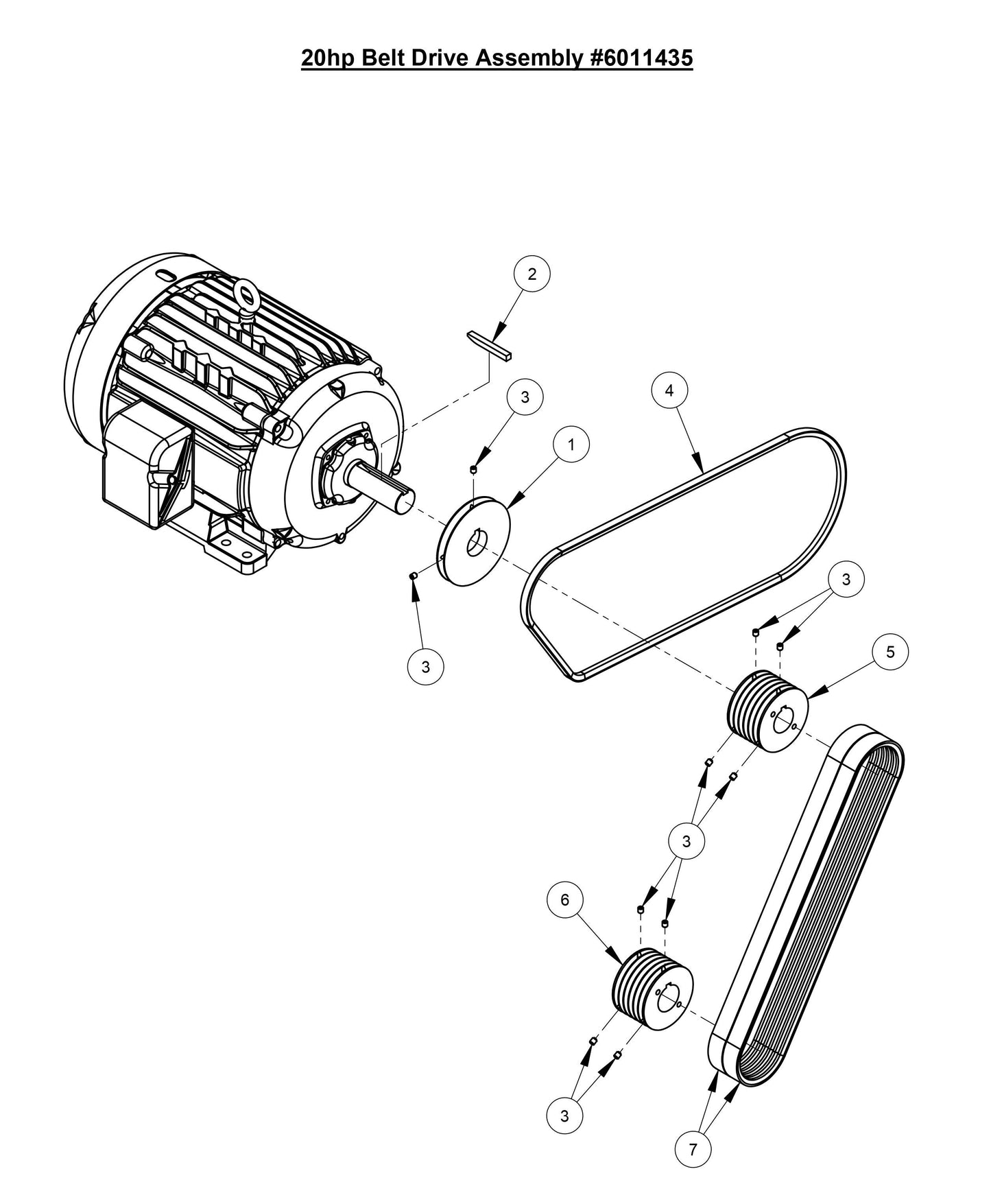 CC3500E (20HP Belt Drive Assembly 20'' Blade Drive)