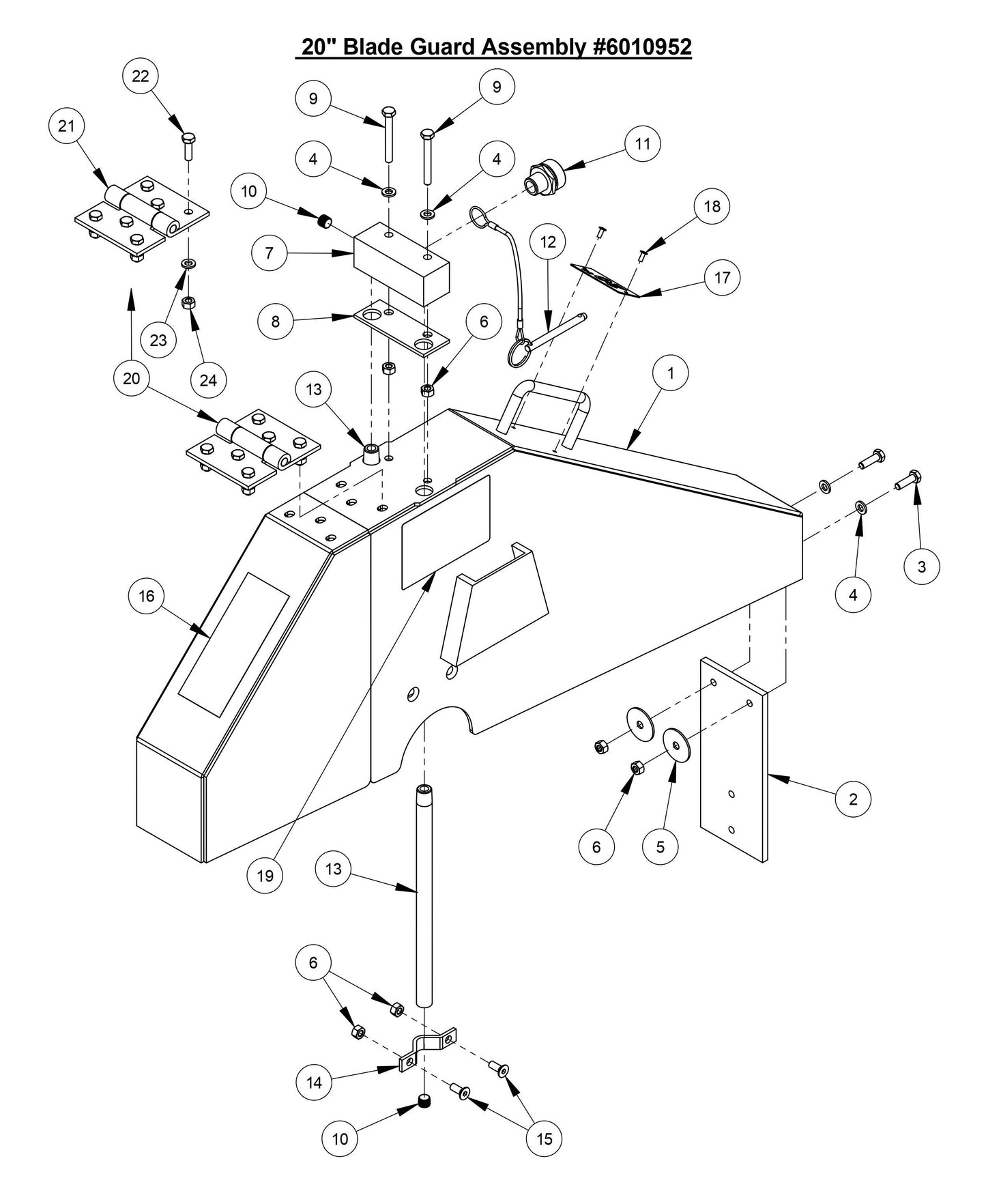 CC3700E 20'' Blade Guard Assembly