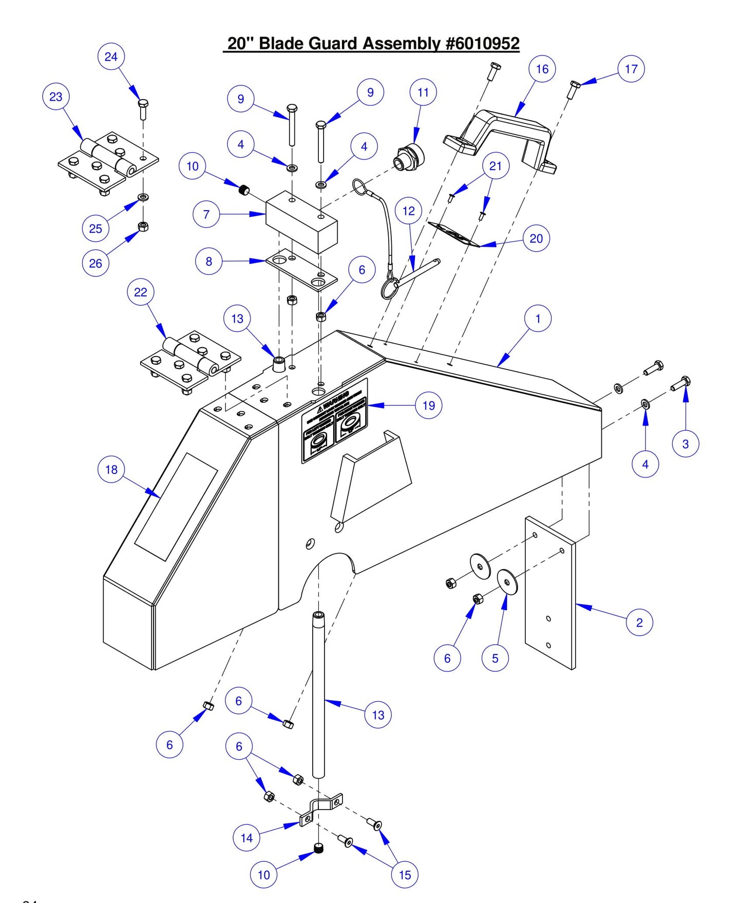 CC6561/CC6561-3/CC6571/CC6571-3 20" Blade Guard Assembly Parts