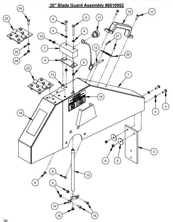 CC2500 Gasoline 20" Blade Guard Assembly Parts By diamond Products