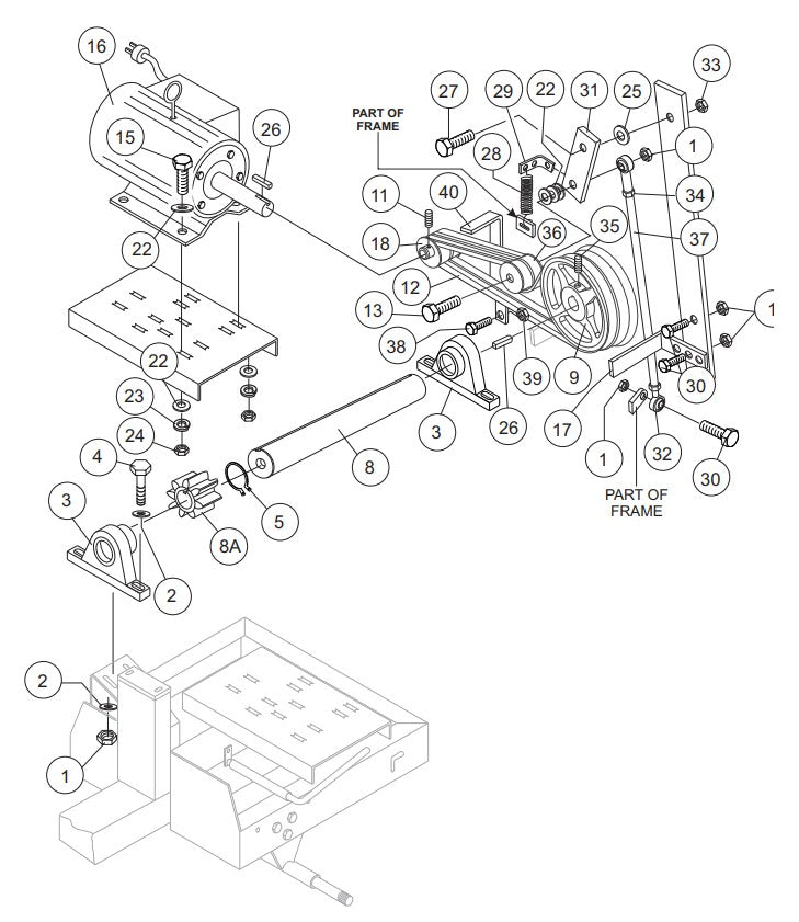 Electric Motor Assembly Parts-WM70SH5/WM70PH5, WM70SH8/WM70PH8, WM70SE/WM70PE HONDA GX160/GX240 SERIES GASOLINE ENGINES AND 1.5 HP ELECTRIC MOTOR