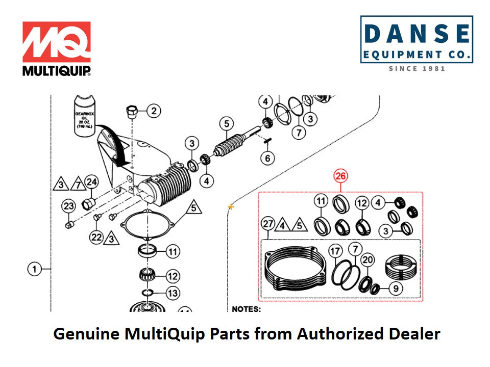 21047 Bearing Kit For J3036H55 Series Whiteman Walk-Behind Power Trowels By Multiquip