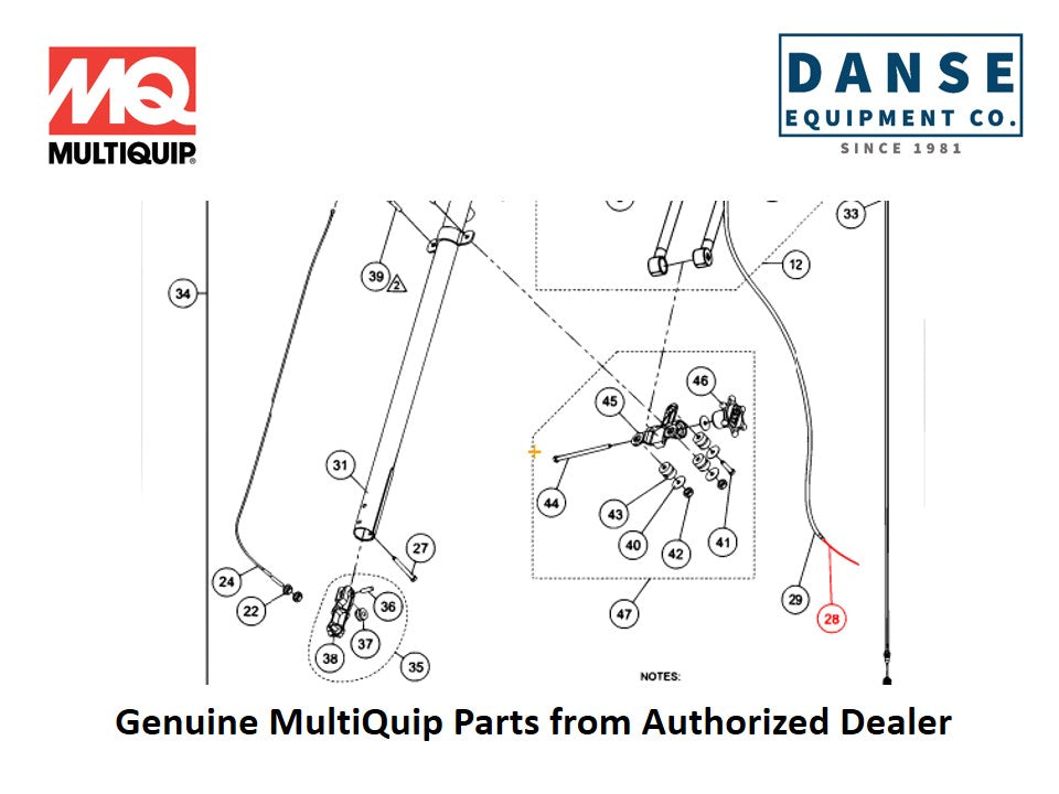 21172 Cable Throttle 70" For J36S60-Series Whiteman Walk-Behind Power Trowels By Multiquip