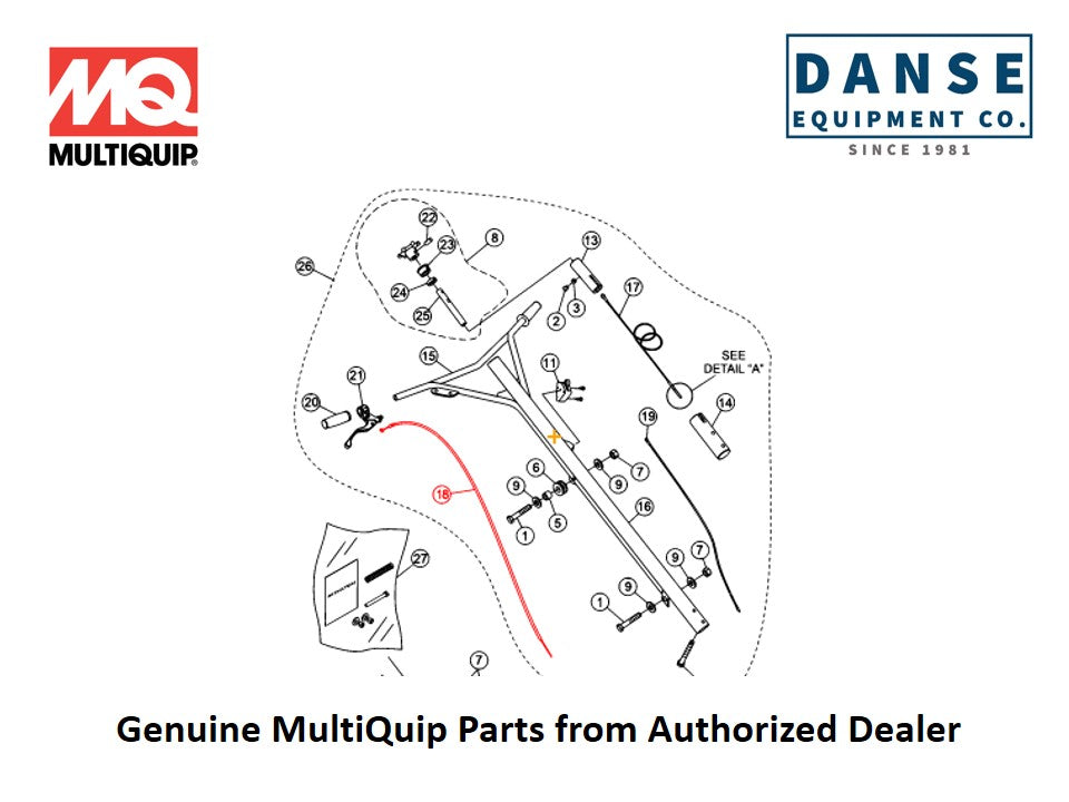 21724 Throttle Cable (Standard Handle) For CA4HC-Series Whiteman Walk-Behind Power Trowels By Multiquip