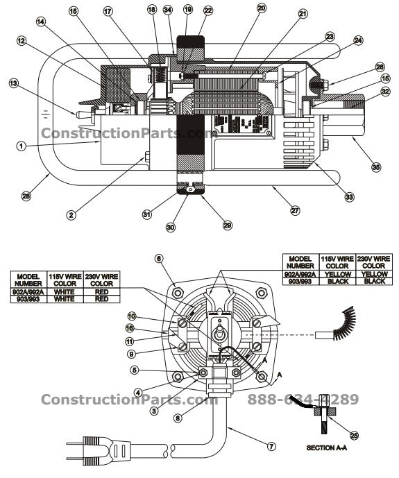 902A -115V Concrete Vibrator Motor Parts By Wyco