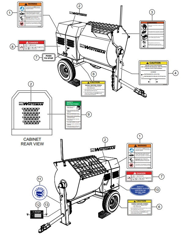 Nameplate And Decals Assembly Parts-WM70SLF, WM70PLF MPOWER 177F-BH 9.0 HP GASOLINE ENGINE