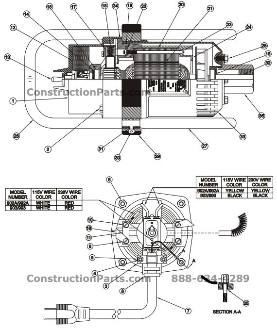 902A -230V Concrete Vibrator Motor Parts By Wyco