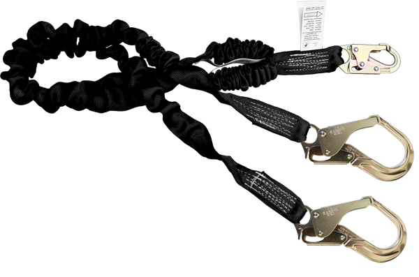 22424AS-135A Stratos Dual-Leg Shock Absorbing Lanyard with Rebar Hooks Black by FrenchCreek Production