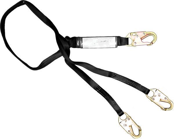 22440A Stratos 6' Dual Leg Shock Absorbing webbing lanyard Black by FrenchCreek Production