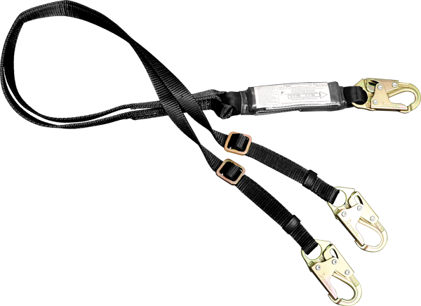 22440AB Stratos 6' Dual Leg Adjustable Length Energy Absorbing webbing lanyard Black by FrenchCreek Production