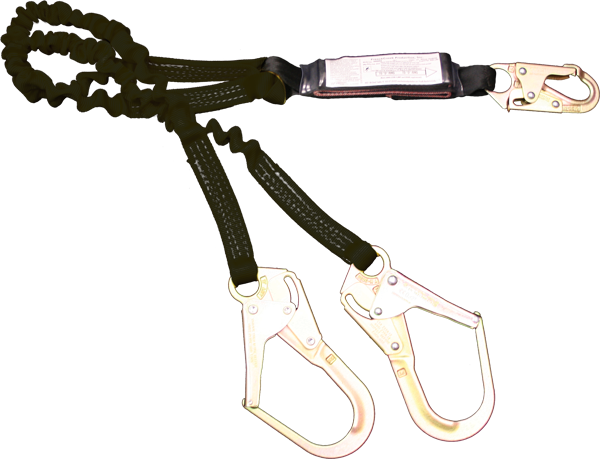 22444ASZ Stratos 6' Dual-leg Elastic Shock Absorbing web lanyard Black by FrenchCreek Production