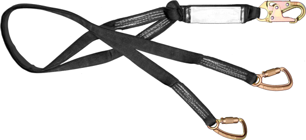 22446AW 6' Dual leg tie-back shock absorbing lanyard  Black by FrenchCreek Production