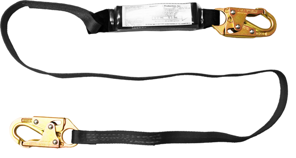 22450A Stratos 6' Shock Absorbing webbing lanyard Black by FrenchCreek Production