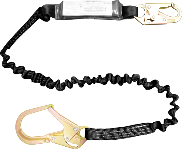 22454AS Stratos 6' Elastic,  Shock Absorbing webbing lanyard Black by FrenchCreek Production